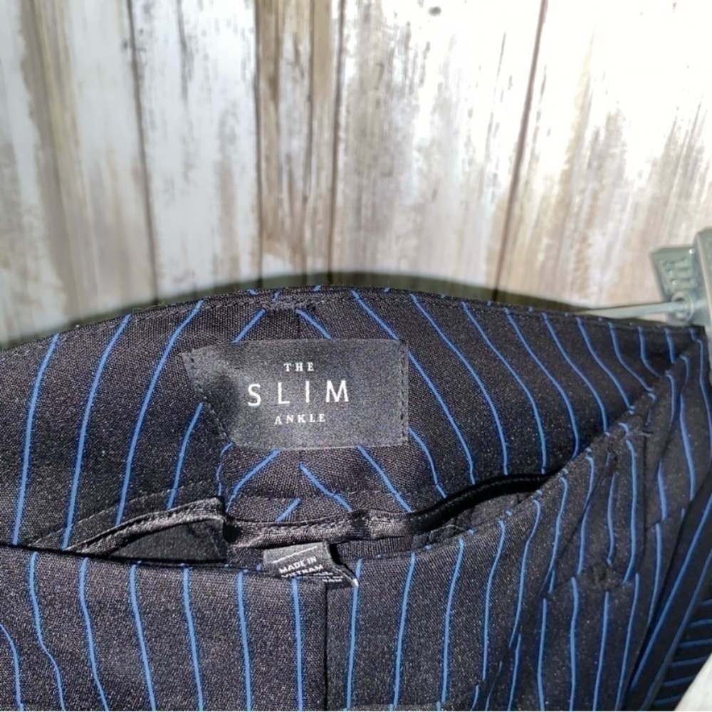 White House Black Market Blue & Black Pin Stripe Pants - Picture 4 of 5